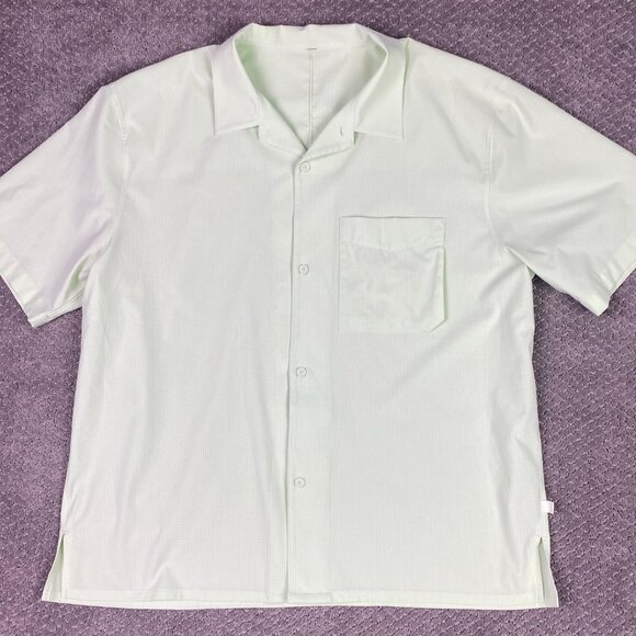 Lululemon Easy Camp Collar Shirt Men's XXL Kohlrabi Green Button Up - Picture 1 of 8